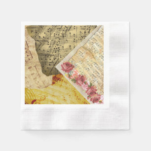 Serviette En Papier Le piano vintage de notes musicales de musique de