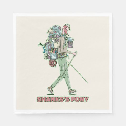 Serviette En Papier Le poney de Shanks randonneur drôle marche (Devant)