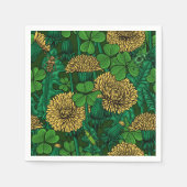 Serviette En Papier Le pré en vert et jaune (Devant)