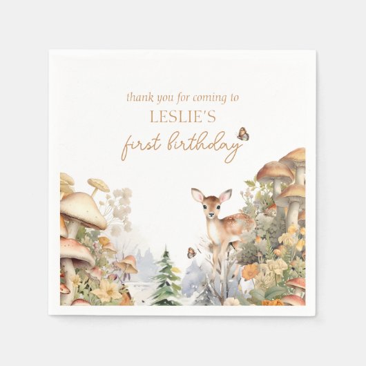 Serviette En Papier Le premier anniversaire du Cerf d'hiver (Devant)