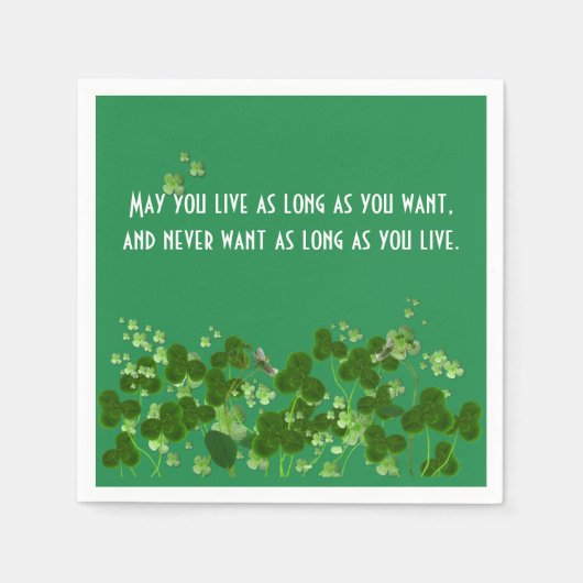 Serviette En Papier Le Proverbe Irlandais Sur Vert Avec Shamrock (Devant)
