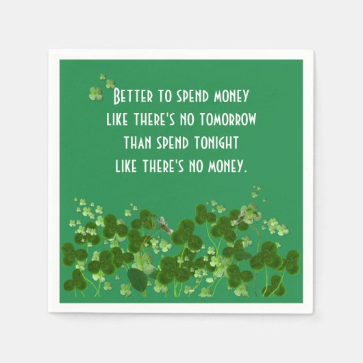 Serviette En Papier Le Proverbe Irlandais Sur Vert Avec Shamrock (Devant)
