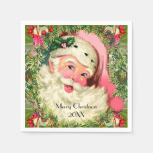 Serviette En Papier Le rose Vintage Père Noël Pour Noël