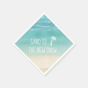 Serviette En Papier Le sable tropical de palmier de plage est la