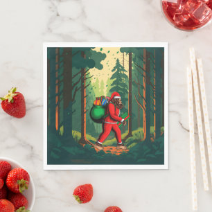 Serviette En Papier Le sac de cadeaux du Père Noël Bigfoot