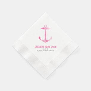 Serviette En Papier Le Sip nautique de baby shower d'Ancre d'aquarelle