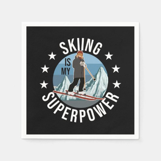 Serviette En Papier Le Ski Est Ma Superpuissance (Devant)