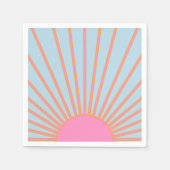 Serviette En Papier Le Soleil 02 Retro Soleil Rose Et Bleu Soleil (Devant)