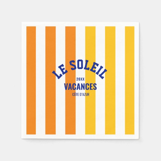 Serviette En Papier Le Soleil Vacances Côte d'Azur Cabana Stripe (Devant)