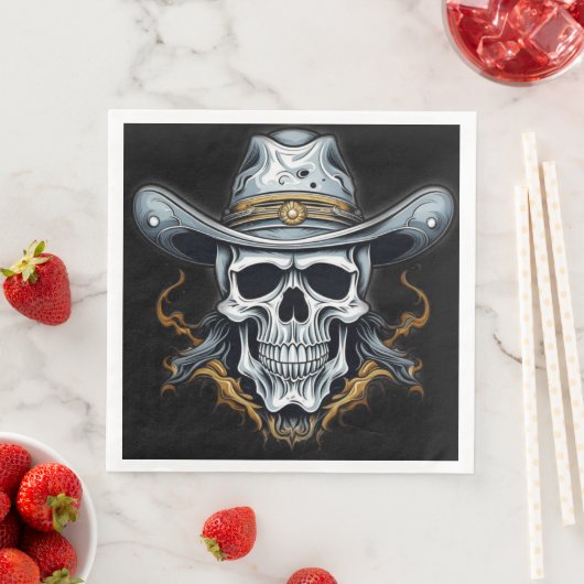 Serviette En Papier Le squelette cowboy (En situation)
