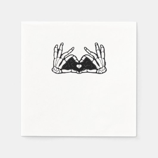 Serviette En Papier Le Squelette Met La Tête D'Un Coeur (Devant)