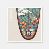 Serviette En Papier Le Surf Hawaiien Big One Premier Anniversaire (Devant)