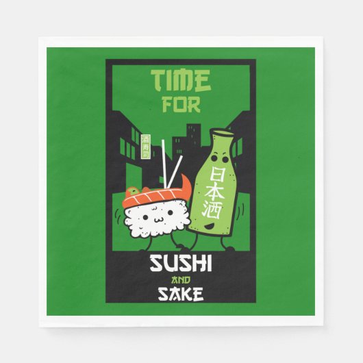 Serviette En Papier Le Sushi Et Le Sake (Devant)