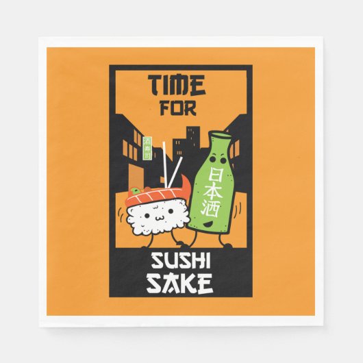 Serviette En Papier Le Sushi Et Le Sake (Devant)