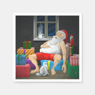 Serviette En Papier Le temps du café de Père Noël