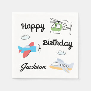 Serviette En Papier Le temps passe vite Avion Hélicoptère Anniversaire