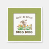 Serviette En Papier Le thème de la ferme Vache Moo Moo Anniversaire de (Devant)