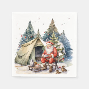 Serviette En Papier Le thème de Noël du camping pour le camping
