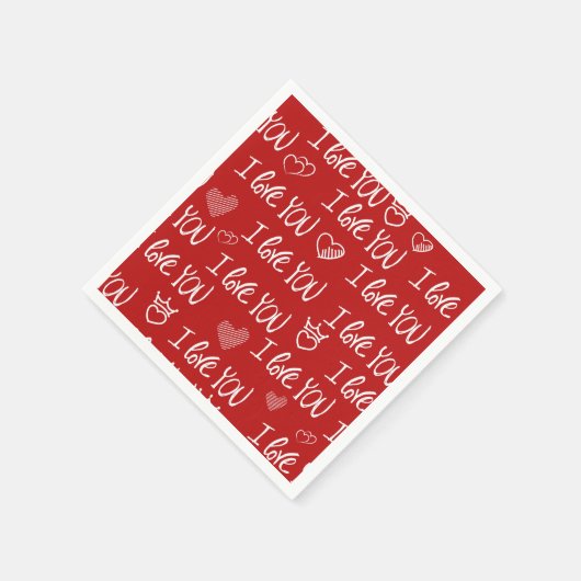 Serviette En Papier Le thème de Valentine Rouge Blanc Je t'aime Motif (Coin)