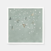 Serviette En Papier Le troupeau d'oiseaux dans l'aquarelle de neige (Devant)