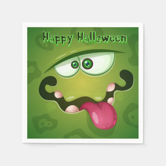 Serviette En Papier Le visage fou du monstre vert (Devant)