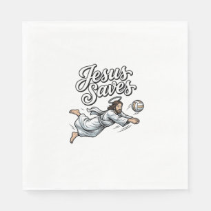 Serviette En Papier Le volley-ball de Jésus sauve le t-shirt chrétien