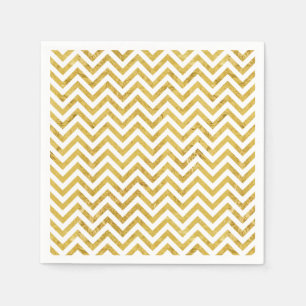 Serviette En Papier Le zigzag élégant de feuille d'or barre le motif