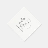 Serviette En Papier Leaf minimal Moderne Calligraphie Mariage personna (Coin)