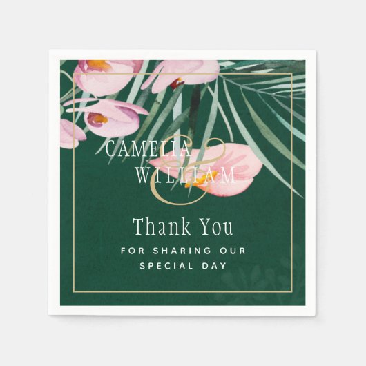 Serviette En Papier LeahG Mariage botanique vert tropical (Devant)