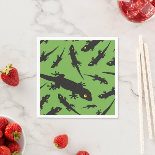 Serviette En Papier Leaping Lizard Reptile brillant vert Gecko (En situation)