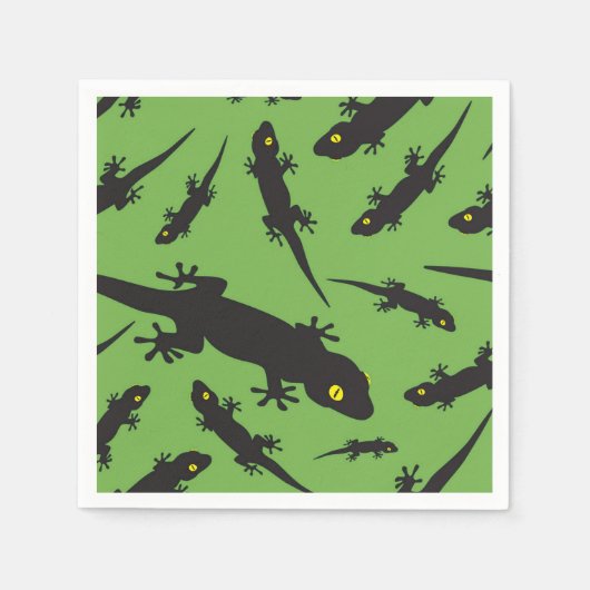 Serviette En Papier Leaping Lizard Reptile brillant vert Gecko (Devant)