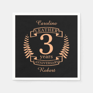 Serviette En Papier Leather 3 ans mariage anniversaire