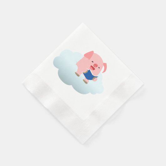 Serviette En Papier Lecteur de cochon de dessin mignon sur serviettes (Coin)