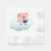 Serviette En Papier Lecteur de cochon de dessin mignon sur serviettes (Devant)