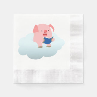 Serviette En Papier Lecteur de cochon de dessin mignon sur serviettes
