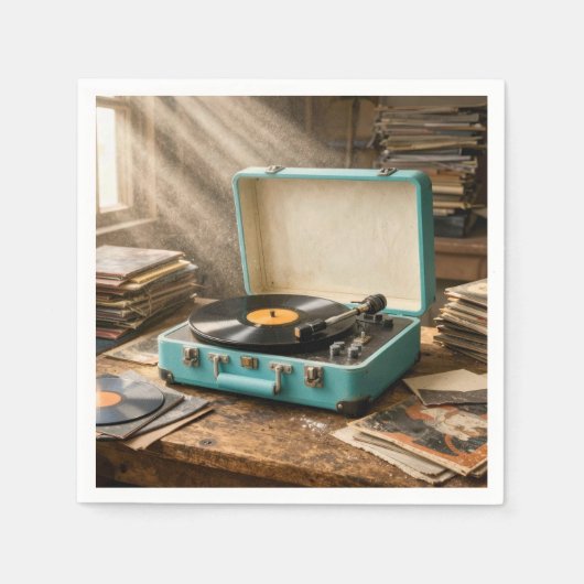 Serviette En Papier Lecteur de disques portable rétro (Devant)
