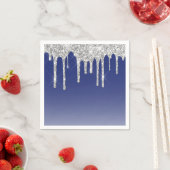 Serviette En Papier Lecteurs de Parties scintillant bleu argent modern (En situation)