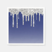 Serviette En Papier Lecteurs de Parties scintillant bleu argent modern (Devant)