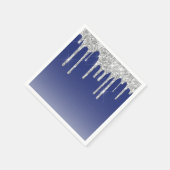 Serviette En Papier Lecteurs de Parties scintillant bleu argent modern (Coin)
