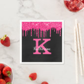 Serviette En Papier Lecteurs de Parties scintillant noire rose-chaud p (En situation)