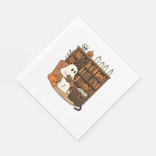 Serviette En Papier Lecture de fantôme dans la bibliothèque d'Hallowee (Coin)