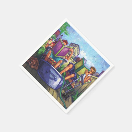 Serviette En Papier Lecture en été (Coin)