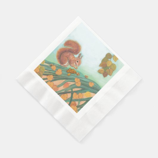 Serviette En Papier L'écureuil mignon mange une illustration de noiset (Coin)