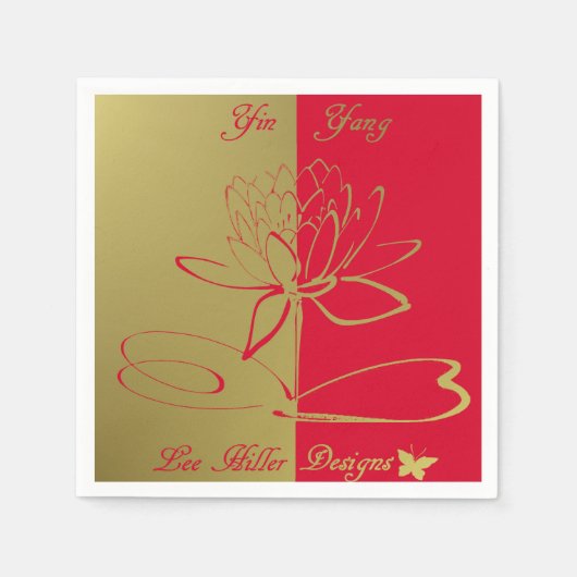 Serviette En Papier Lee Hiller Conçoit Logo Accents Gold Red (Devant)