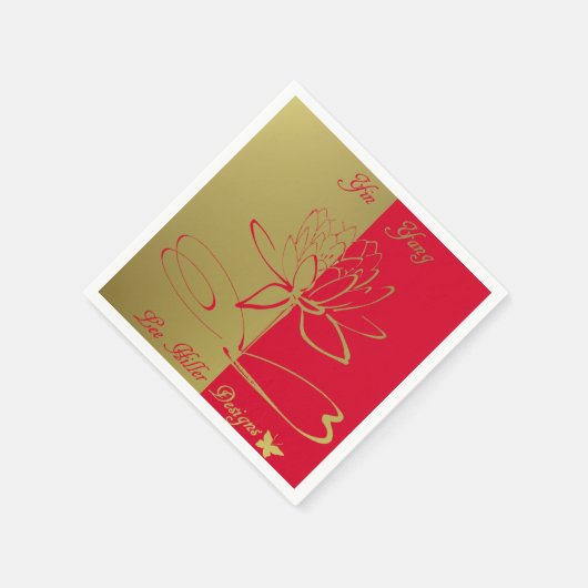 Serviette En Papier Lee Hiller Conçoit Logo Accents Gold Red (Coin)