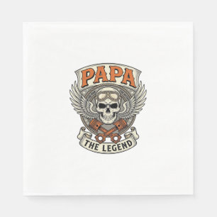Serviette En Papier Légende de crâne de motard Papa Vintage