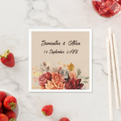 Serviette En Papier Légère Terracotta Automne Invitation Florale (En situation)