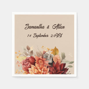 Serviette En Papier Légère Terracotta Automne Invitation Florale