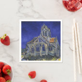 Serviette En Papier L'église d'Auvers par Vincent van Gogh (En situation)