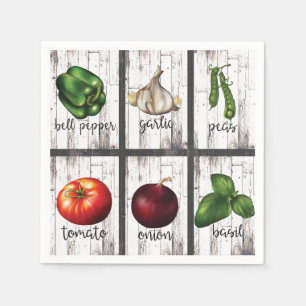 Serviette En Papier Légumes & Herbes Cuisine Rustique Moderne Art Culi